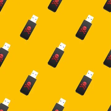 Computer virus on usb flash card pattern. Virus protection. Vector stock Illustrazione stock