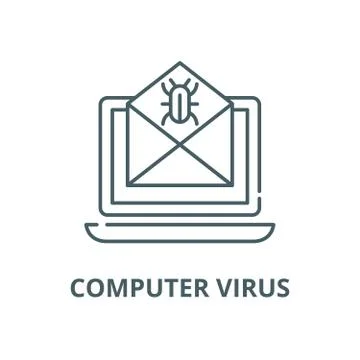 Computer virus vector line icon, linear concept, outline sign, symbol イラスト素材