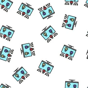 Computer virus vector seamless pattern Stock Illustration
