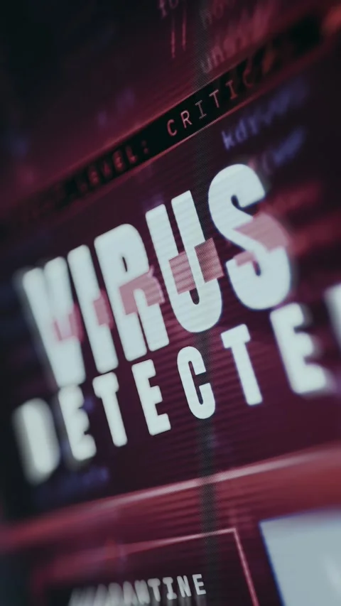 Computer Virus Warning Cinematic Screen Detail Stock Footage 336382000