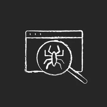 Computer viruses chalk white icon on black background Illustrazione stock