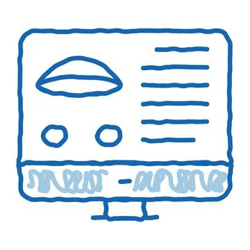 Computer vision analysis doodle icon hand drawn illustration 스톡 일러스트