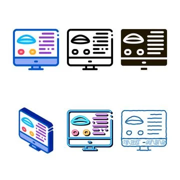 Computer vision analysis icon vector variants outline Stock Illustration