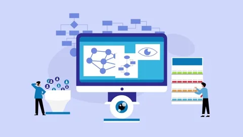 Computer Vision and AI Data Processing Concept with Neural Network Flowchar.. Stock Footage 337954763
