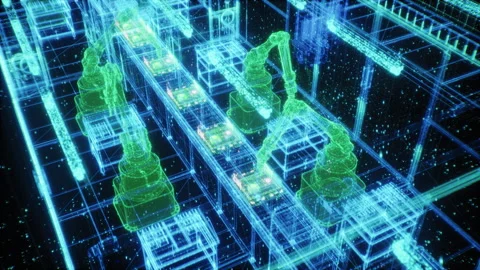 Computer Vision Autonomous Factory-Robot Hands Working Stock Footage 283374500