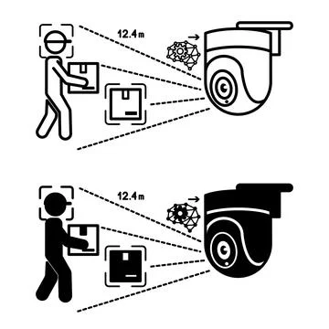 Computer Vision Camera Icons. Line and Glyph Vector Illustrations. A Device.. Stockillustratie