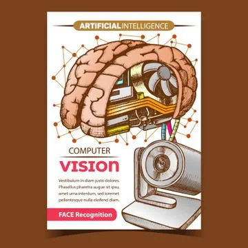 Computer Vision Creative Advertising Banner Vector Stock Illustration
