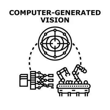 Computer vision system analyzing manufacturing process workflow Stockillustratie