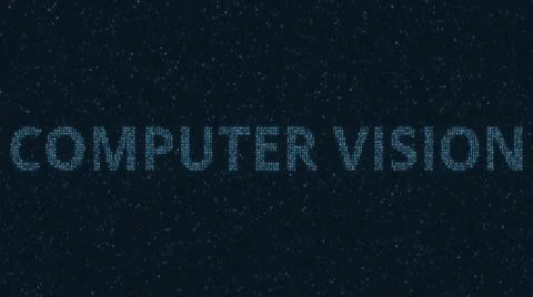 COMPUTER VISION text consisting of many symbols on computer monitor. 3d イラスト素材