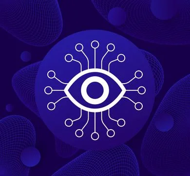Computer vision vector icon, artificial intelligence concept Stock Illustration