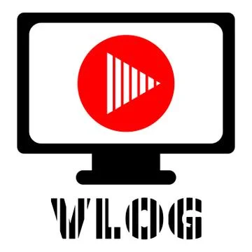 Computer vlog logo, flat style Illustrazione stock