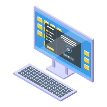 Computer vpn icon isometric vector. Server network 스톡 일러스트