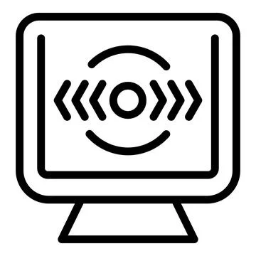 Computer vr icon outline vector. Virtual tour Illustrazione stock