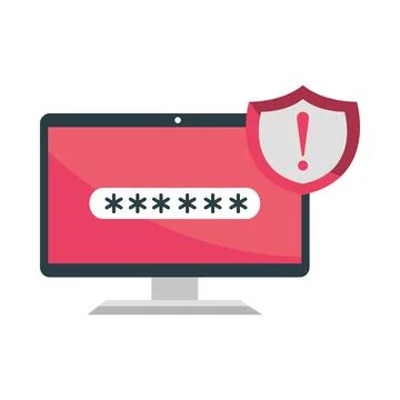 Computer warning cyber fraud Illustrazione stock
