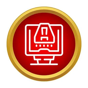 Computer warning icon with exclamation mark on screen Stock Illustration