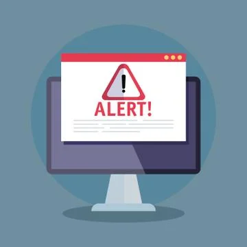 Computer with warning notification icon イラスト素材
