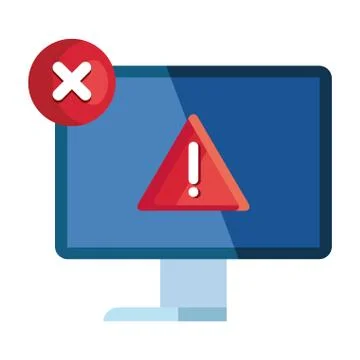 Computer with warning notification icon Stock-Illustration