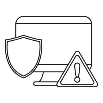 Computer warning shield on white background Stockillustratie