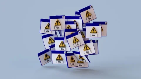 Computer Warning Windows Multiplying After Click 3D Render Animation Stock Footage 344094110