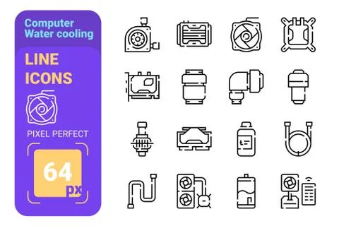 Computer water cooling equipment set Stock Illustration