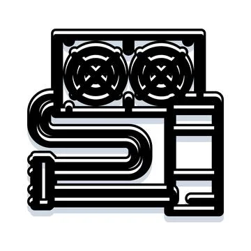 Computer water cooling system hardware for pc building Stock Illustration