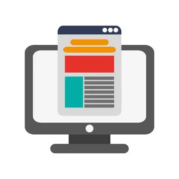 Computer with web app technology Illustrazione stock