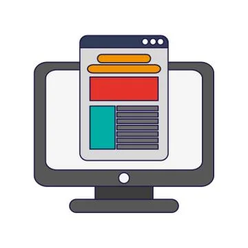 Computer with web app technology Stock Illustration