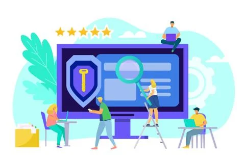 Computer web data protection concept, vector illustration. Information secure on Stockillustratie