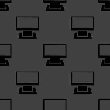 Computer web icon. flat design. Seamless gray pattern. 스톡 일러스트