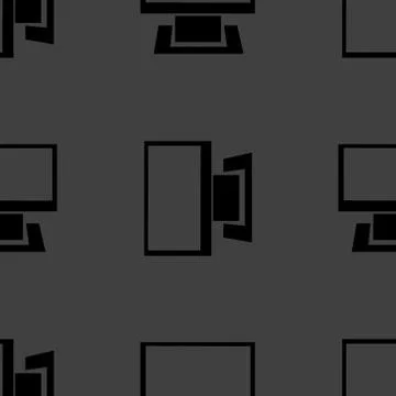 Computer web icon. flat design. Seamless gray pattern. Stock Illustration