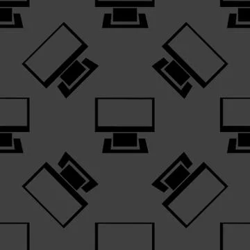 Computer web icon. flat design. Seamless gray pattern. Stock Illustration