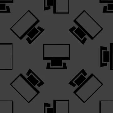 Computer web icon. flat design. Seamless gray pattern. Stock Illustration