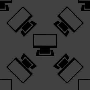Computer web icon. flat design. Seamless gray pattern. Stock Illustration
