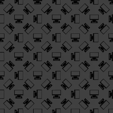 Computer web icon. flat design. Seamless gray pattern. 스톡 일러스트