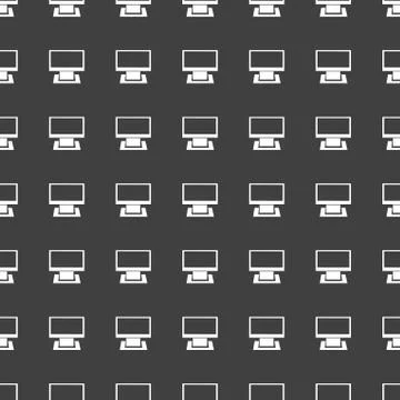 Computer web icon. flat design. Seamless gray pattern. Illustrazione stock