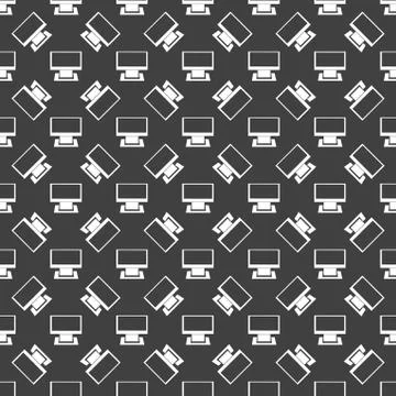 Computer web icon. flat design. Seamless gray pattern. Stock Illustration