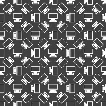 Computer web icon. flat design. Seamless gray pattern. Stock Illustration
