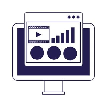 Computer with web page window, flat design Stock Illustration