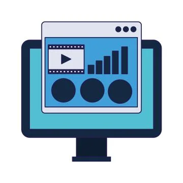 Computer with web page window 库存插图