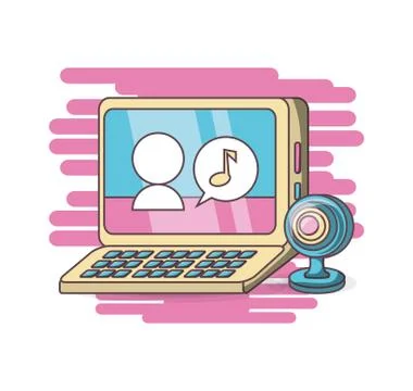 Computer webcam chatting design Illustrazione stock