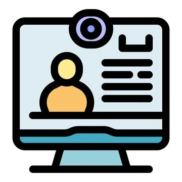 Computer webcam showing user profile information and recording video 스톡 일러스트