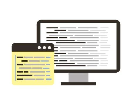 Computer website language coding development Stock Illustration