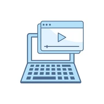 Computer website school education learning line and fill Stock-Illustration