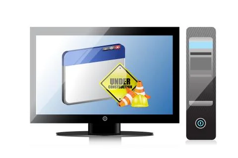 Computer website under construction sign Stock Illustration