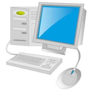 Computer on white background Stock Illustration
