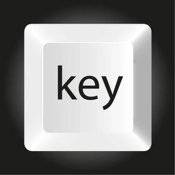Computer white key, isolated on black background, vector illustration Stock Illustration