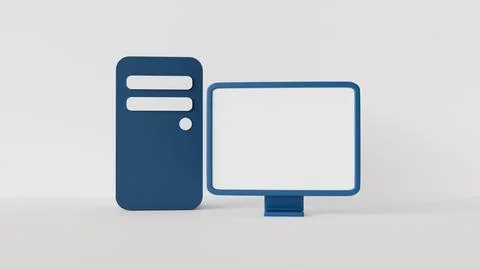 Computer with white screen on white background, used as a template or layou.. 스톡 사진