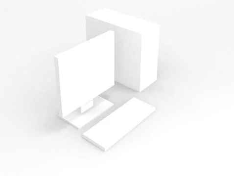 Computer. white on white Stock Illustration