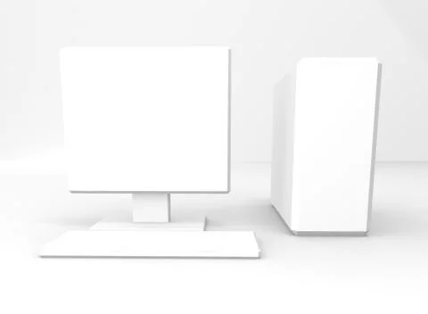 Computer white on white Stock Illustration