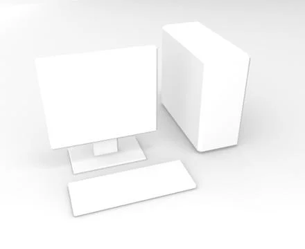 Computer white on white Stock Illustration